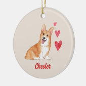 Pembroke Welsh Corgi  dierennaam Keramisch Ornament (Links)