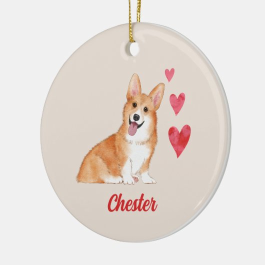 Pembroke Welsh Corgi  dierennaam Keramisch Ornament (Links)