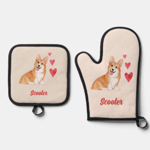 Pembroke Welsh Corgi  dierennaam Ovenwant & Pannenlap Set