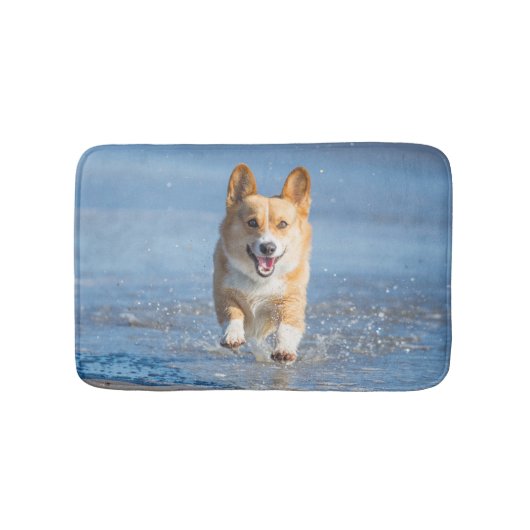 Pembroke Welsh Corgi Dog aan het strand Badmat (Voorkant)