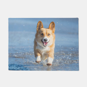 Pembroke Welsh Corgi Dog aan het strand Deurmat