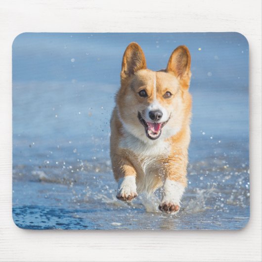 Pembroke Welsh Corgi Dog aan het strand Muismat (Voorkant)