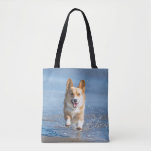 Pembroke Welsh Corgi Dog aan het strand Tote Bag