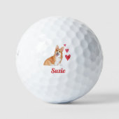 Pembroke Welsh Corgi Dog Aangepaste naam Golfballen (Voorkant)