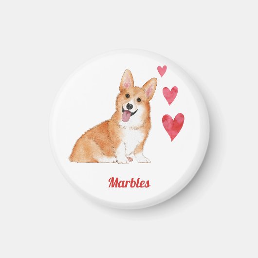 Pembroke Welsh Corgi Dog Aangepaste naam Magneet (Voorkant)