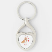 Pembroke Welsh Corgi Dog Aangepaste naam Sleutelhanger (Voorkant)