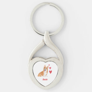 Pembroke Welsh Corgi Dog Aangepaste naam Sleutelhanger