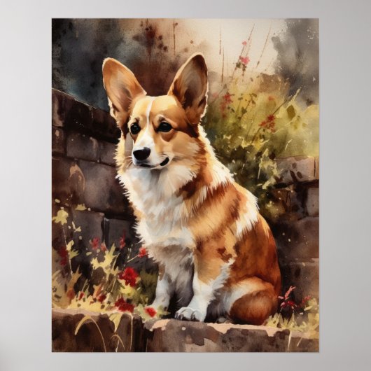 Pembroke Welsh Corgi Dog Art Print Poster (Voorkant)