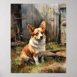 Pembroke Welsh Corgi Dog Art Print Poster