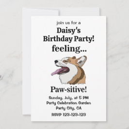 Pembroke Welsh Corgi Dog Birthday Party Kaart