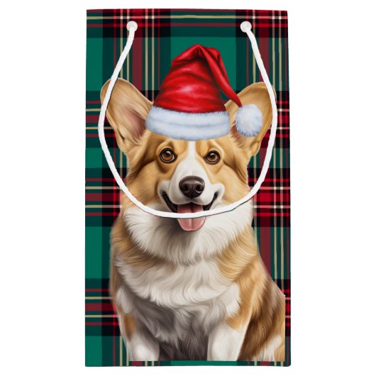 Pembroke Welsh Corgi Dog Feestelijke Plaid Kerstmi Klein Cadeauzakje (Achterkant)
