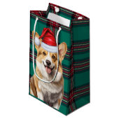 Pembroke Welsh Corgi Dog Feestelijke Plaid Kerstmi Klein Cadeauzakje (Voorkant Gekanteld)