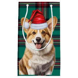 Pembroke Welsh Corgi Dog Feestelijke Plaid Kerstmi Klein Cadeauzakje