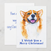 Pembroke Welsh Corgi Dog Funny Kerstpun Feestdagenkaart (Voorkant / Achterkant)