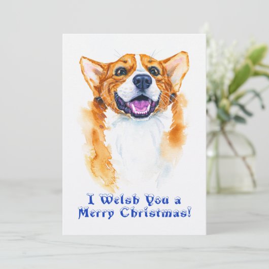 Pembroke Welsh Corgi Dog Funny Kerstpun Feestdagenkaart (Staand voorkant)