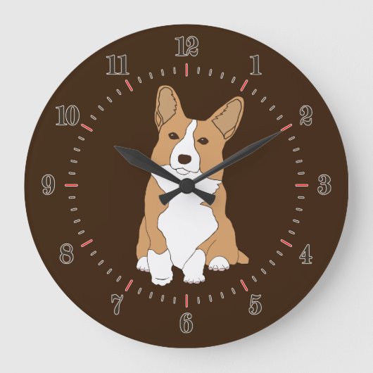 Pembroke Welsh Corgi Dog Grote Klok (Voorkant)