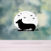Pembroke Welsh Corgi Dog - Halloween Moon Silhouet Acryl Bord (Neutraal)
