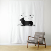 Pembroke Welsh Corgi Dog - Halloween Moon Silhouet Wandkleed (In situ)