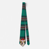 Pembroke Welsh Corgi Dog Holiday Plaid Kerstmis Stropdas (Voorkant)