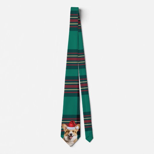 Pembroke Welsh Corgi Dog Holiday Plaid Kerstmis Stropdas (Voorkant)