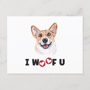 Pembroke Welsh Corgi Dog I Wof You Feestdagenkaart