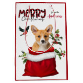 Pembroke Welsh Corgi Dog Kerstmis Medium Cadeauzakje (Voorkant)