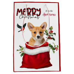 Pembroke Welsh Corgi Dog Kerstmis Medium Cadeauzakje