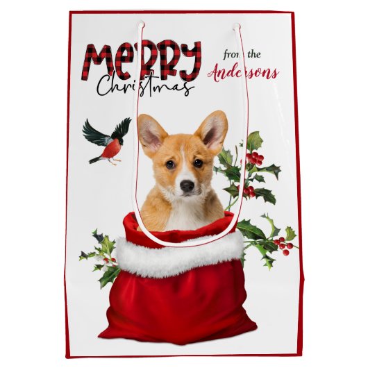 Pembroke Welsh Corgi Dog Kerstmis Medium Cadeauzakje (Achterkant)