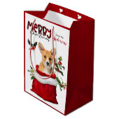 Pembroke Welsh Corgi Dog Kerstmis Medium Cadeauzakje (Achterkant Gekanteld)
