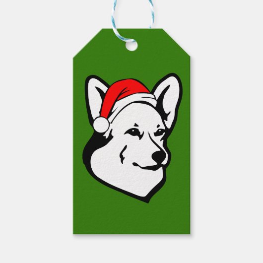 Pembroke welsh Corgi Dog met kerstkerstkerstkerstk Cadeaulabel (Voorkant)