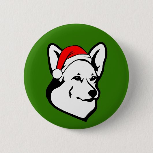 Pembroke welsh Corgi Dog met kerstkerstkerstkerstk Ronde Button 5,7 Cm (Voorkant)