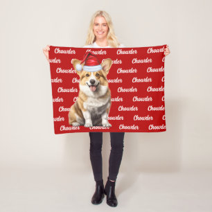 Pembroke Welsh Corgi Dog Naam Kerstvakantie Fleece Deken