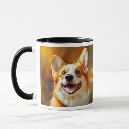 Pembroke Welsh Corgi Dog op Abstracte achtergrond Mok (Links)