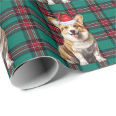 Pembroke Welsh Corgi Dog Plaid Christmas Cadeaupapier (Rol Hoek)