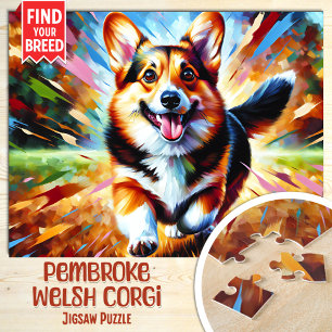 Pembroke Welsh Corgi Dog Portrait Acryl Kunst Legpuzzel