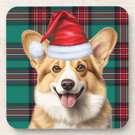 Pembroke Welsh Corgi Dog Red Green Holiday Plaid Bier Onderzetter