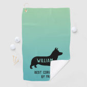 Pembroke Welsh Corgi Dog Silhouette Custom Golfhanddoek (Insitu)