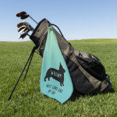 Pembroke Welsh Corgi Dog Silhouette Custom Golfhanddoek (Groen)