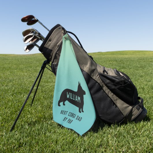 Pembroke Welsh Corgi Dog Silhouette Custom Golfhanddoek (Groen)