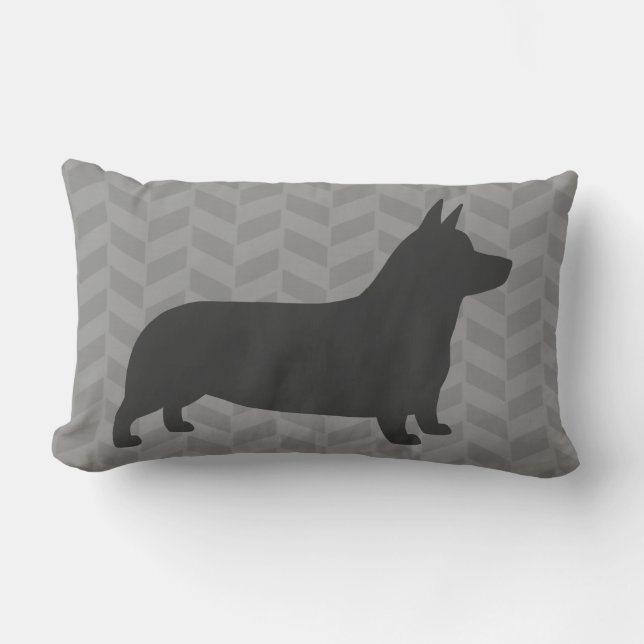 Pembroke Welsh Corgi Dog Silhouette Gray Kussen (Voorkant)