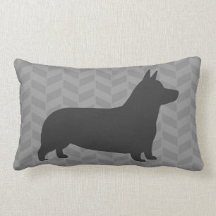 Pembroke Welsh Corgi Dog Silhouette Gray Kussen