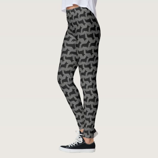 Pembroke Welsh Corgi Dog Silhouettes Pattern Leggings (Links)