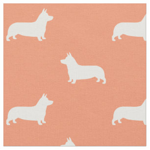 Pembroke Welsh Corgi Dog Silhouettes Pattern Stof