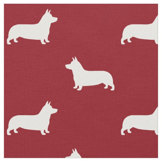 Pembroke Welsh Corgi Dog Silhouettes Pattern Stof (Close Up)