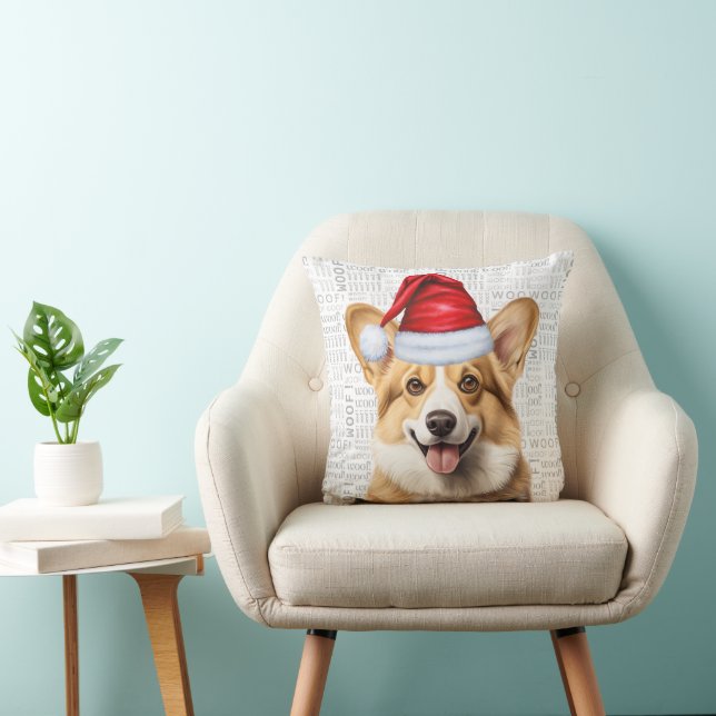 Pembroke Welsh Corgi Dog Waterverf Christmas Kussen (Stoel)