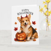 Pembroke Welsh Corgi Duivel Hond Kaart (Gele Bloem)