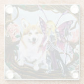 Pembroke Welsh Corgi en Fairy Glazen Onderzetter (Achterkant)