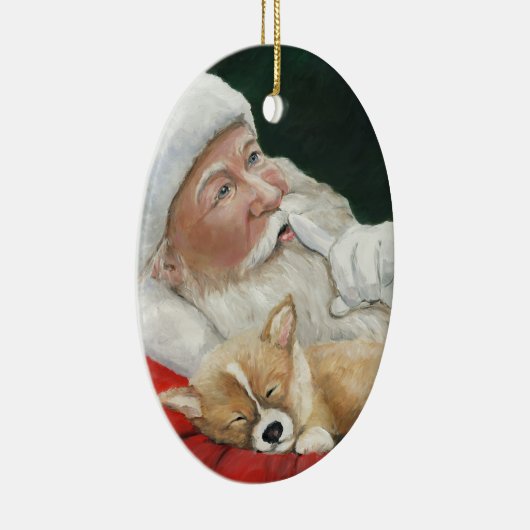 Pembroke Welsh Corgi en Santa Art Ornament (Rechts)