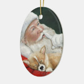 Pembroke Welsh Corgi en Santa Art Ornament (Links)