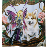 Pembroke Welsh Corgi Fairy Fantasy Douchegordijn (Voorkant)